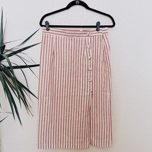 Striped Linen Midi Skirt